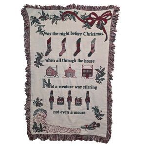 Christmas Woven Throw Blanket 48x34 Twas‎ the Night Before Xmas Holiday Decor